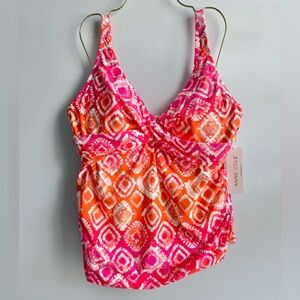 Anne Cole Women’s Plus Tie-Dyed Foulard Underwire Draped Tankini Top Size 22W